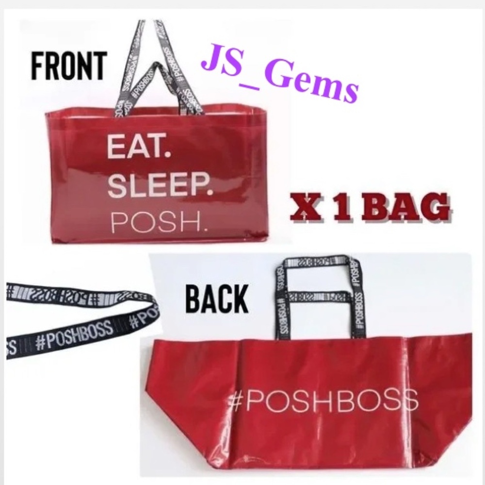 New Tote Bag #POSHBOSS Red White Oversized Large Double Handle NWT
